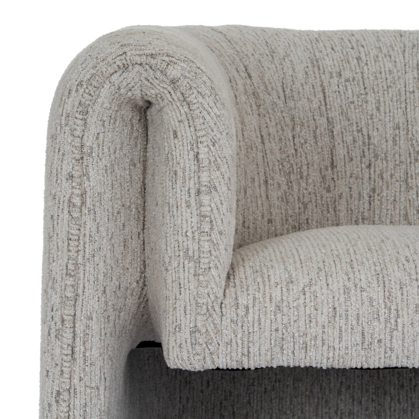 Mirmande Soft Grey Minimalist Curved Accent Armchair