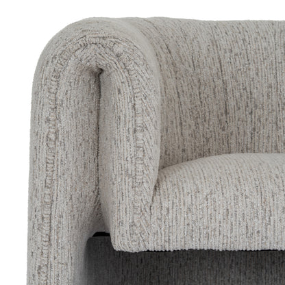 Mirmande Soft Grey Minimalist Curved Accent Armchair