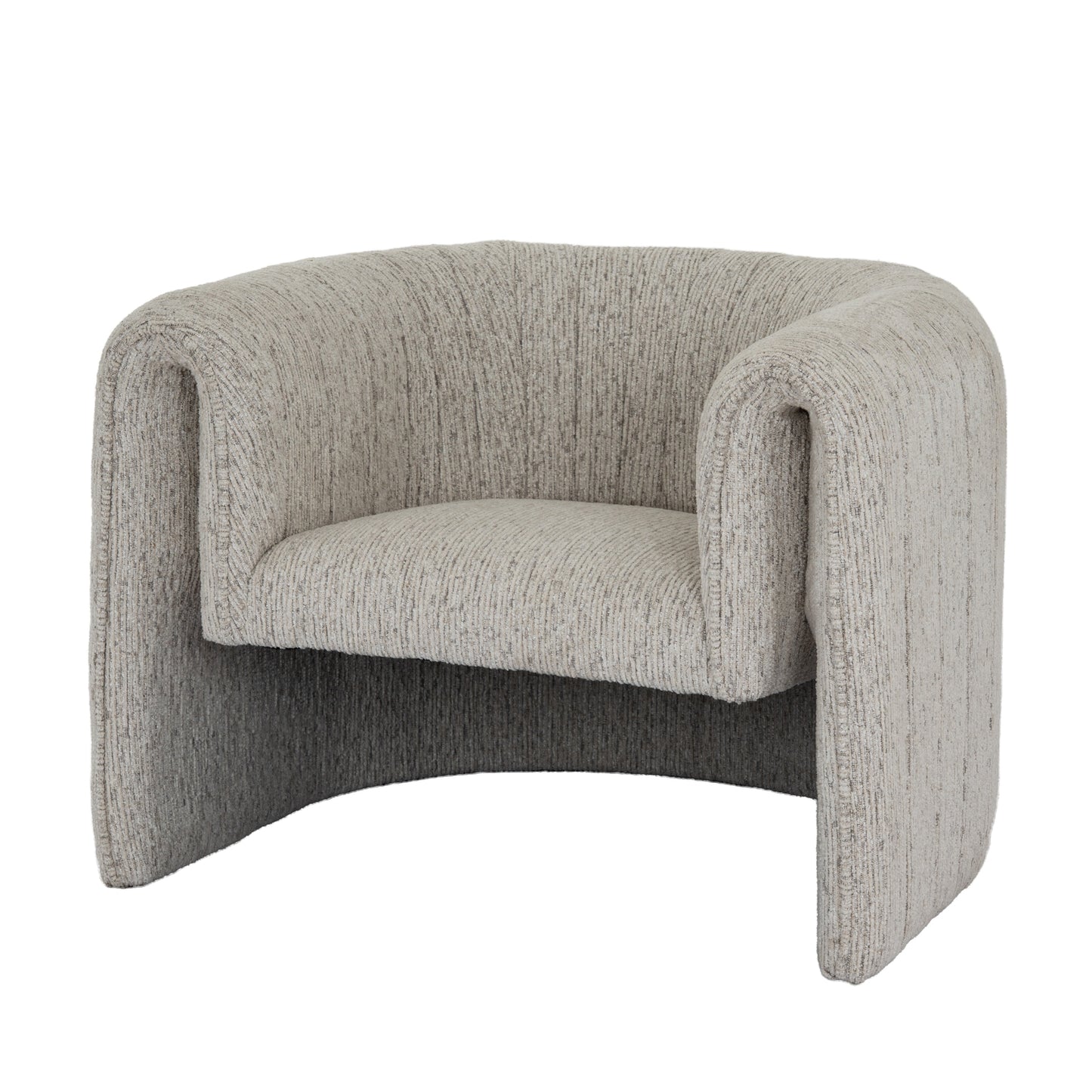 Mirmande Soft Grey Minimalist Curved Accent Armchair