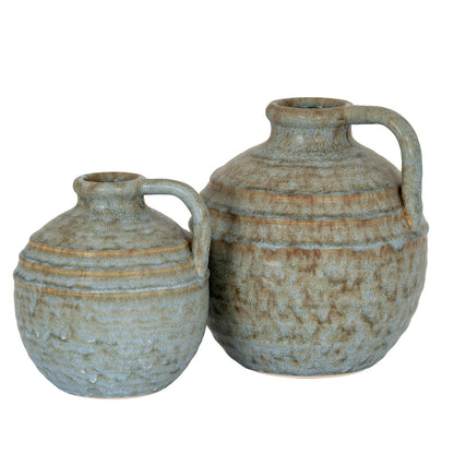 Kala Large Rustic Ceramic Jug Bottle Vase with Handle