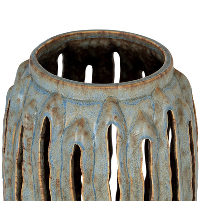Textured Ceramic Cut Out Candle Holder Lantern