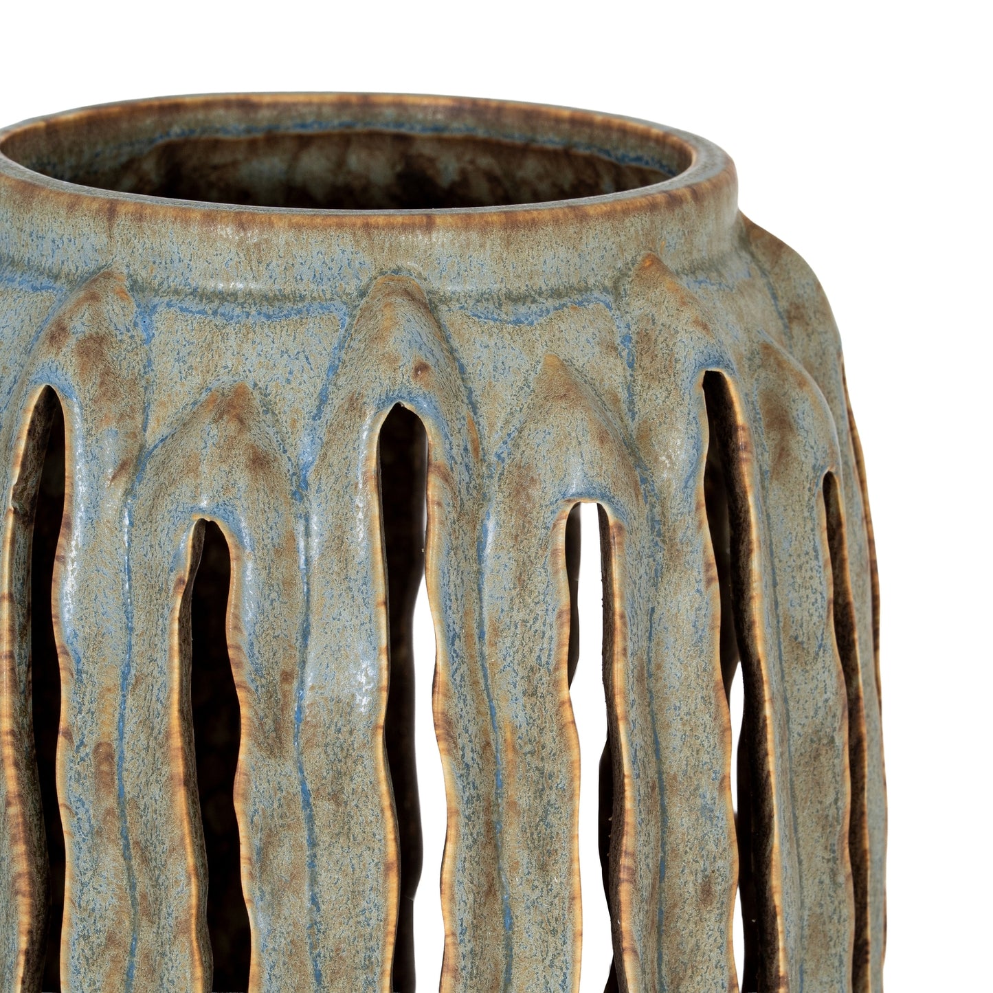 Textured Ceramic Cut Out Candle Holder Lantern