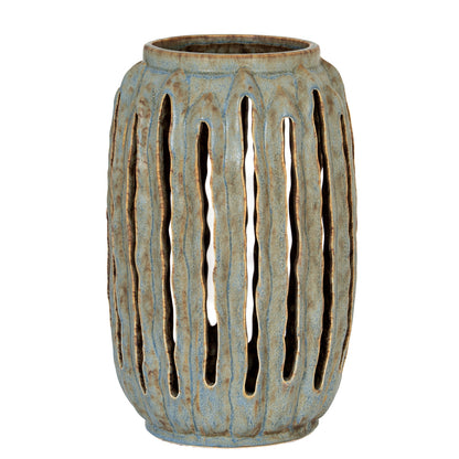 Textured Ceramic Cut Out Candle Holder Lantern