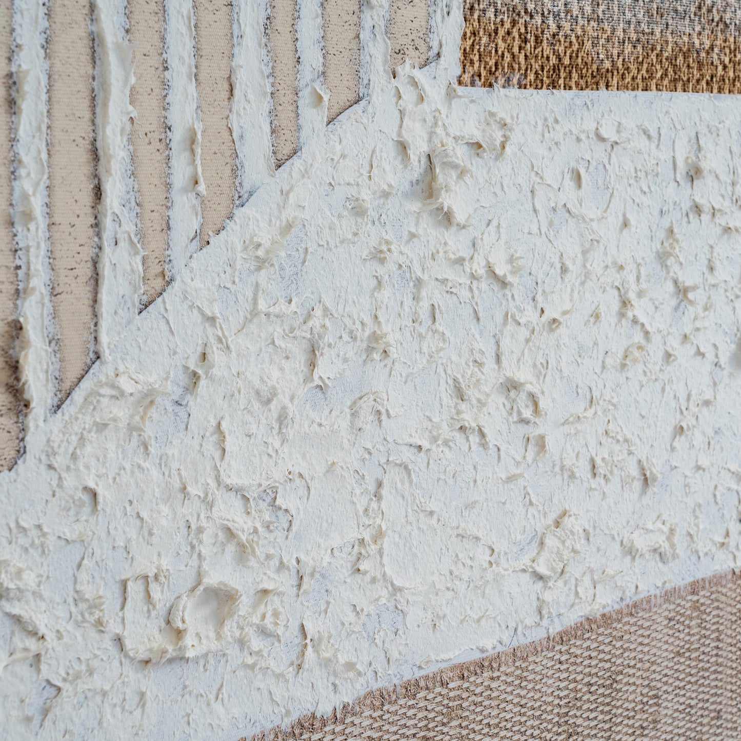 Monodendri Textured Woven Plaster Hand Painted Canvas In Frame