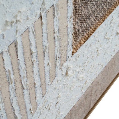 Monodendri Textured Woven Plaster Hand Painted Canvas In Frame