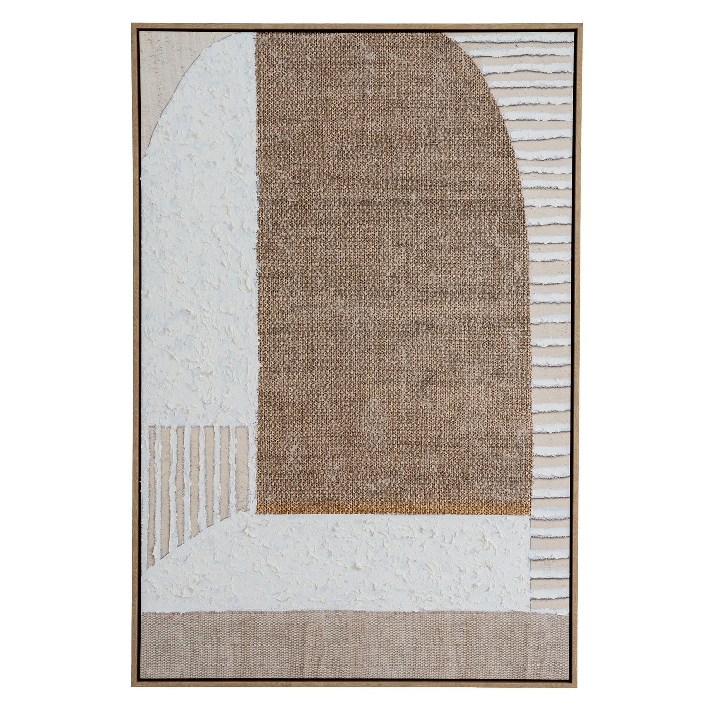 Monodendri Textured Woven Plaster Hand Painted Canvas In Frame