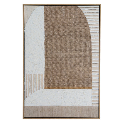 Monodendri Textured Woven Plaster Hand Painted Canvas In Frame