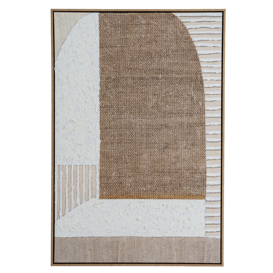 Monodendri Textured Woven Plaster Hand Painted Canvas In Frame