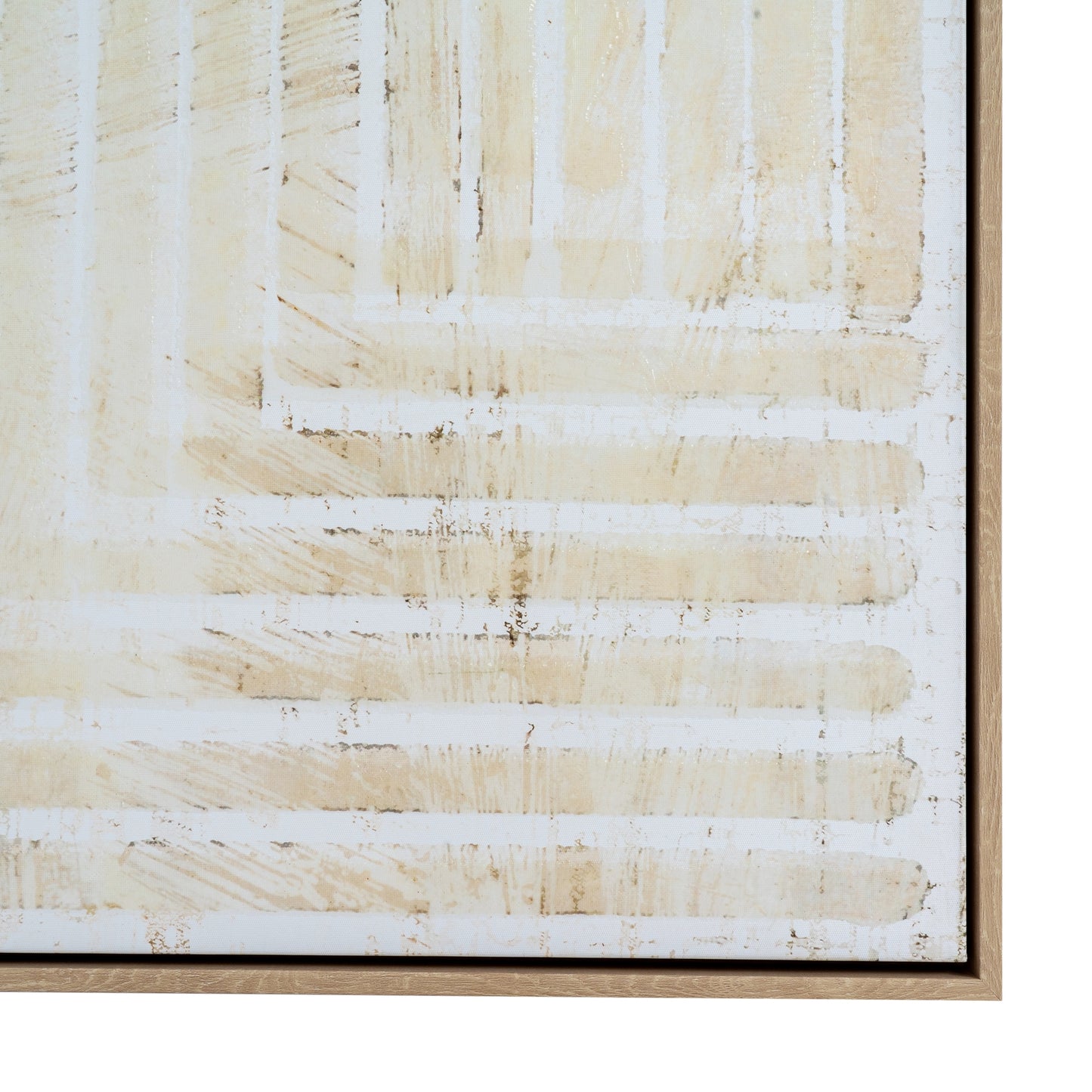 Papingo Neutral Cream Hand Painted Lines Canvas In Frame