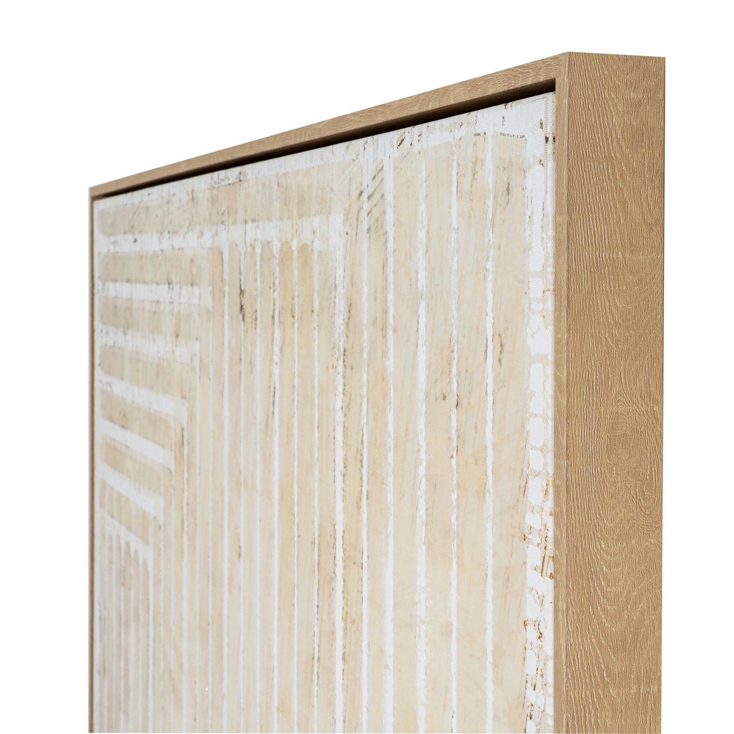 Papingo Neutral Cream Hand Painted Lines Canvas In Frame