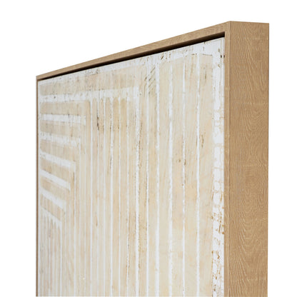Papingo Neutral Cream Hand Painted Lines Canvas In Frame