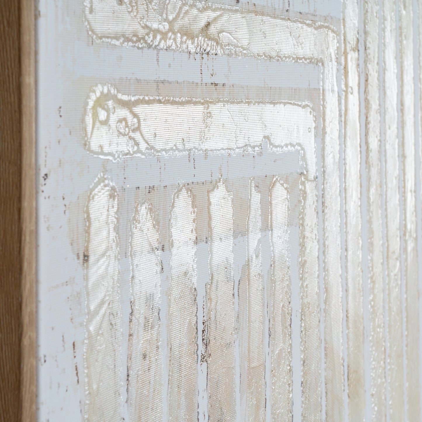 Papingo Neutral Cream Hand Painted Lines Canvas In Frame