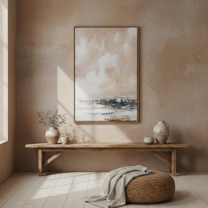 Metsovo Abstract Landscape Hand Painted Canvas In Frame