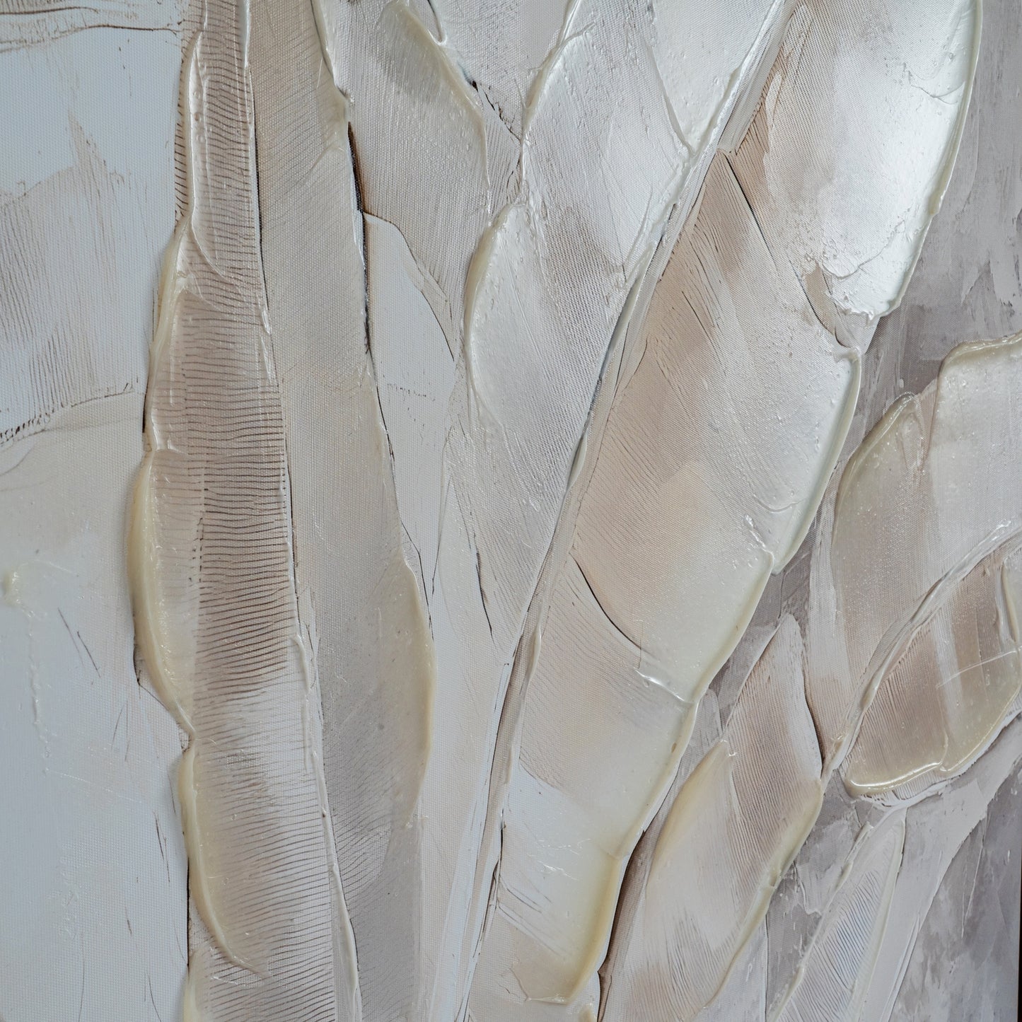 Frikes Muted Tones Abstract Botanical Hand Painted Canvas In Frame