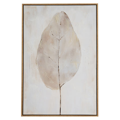 Filoti Botanical Hand Painted Minimalist Leaf Canvas In Frame