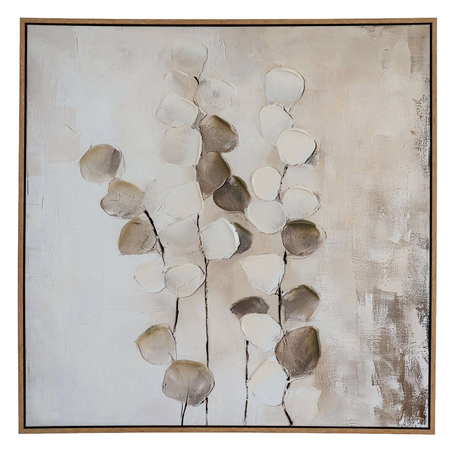 Halki Square Hand Painted Eucalyptus Plant Canvas In Frame