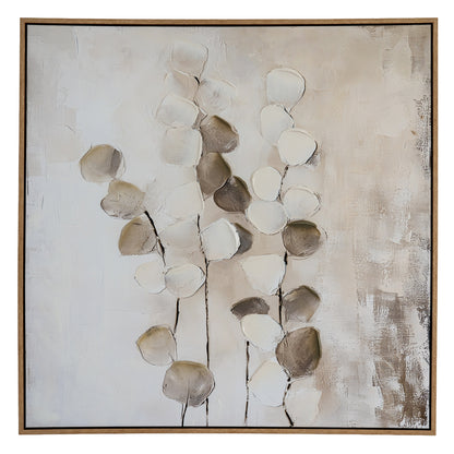 Halki Square Hand Painted Eucalyptus Plant Canvas In Frame