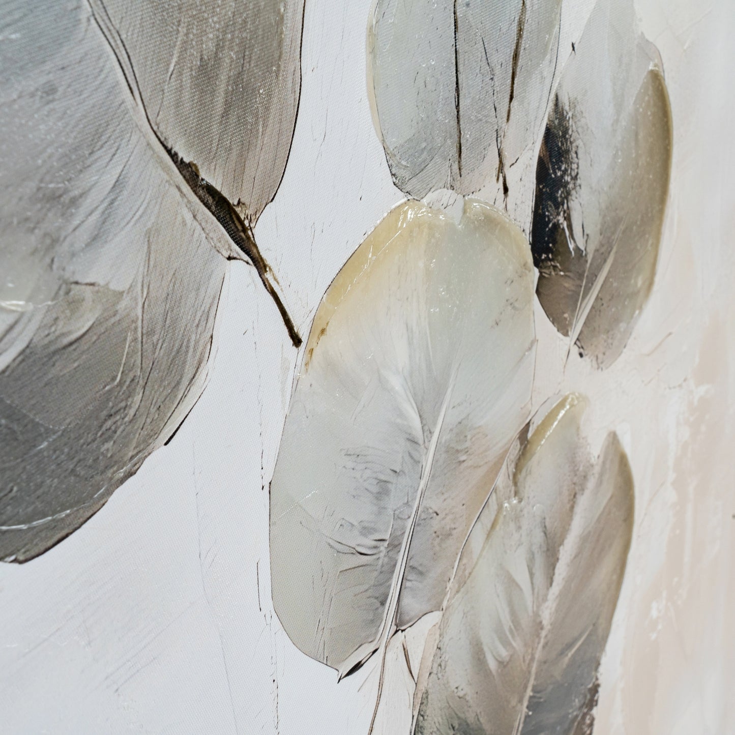 Halki Square Hand Painted Eucalyptus Leaves Canvas In Frame