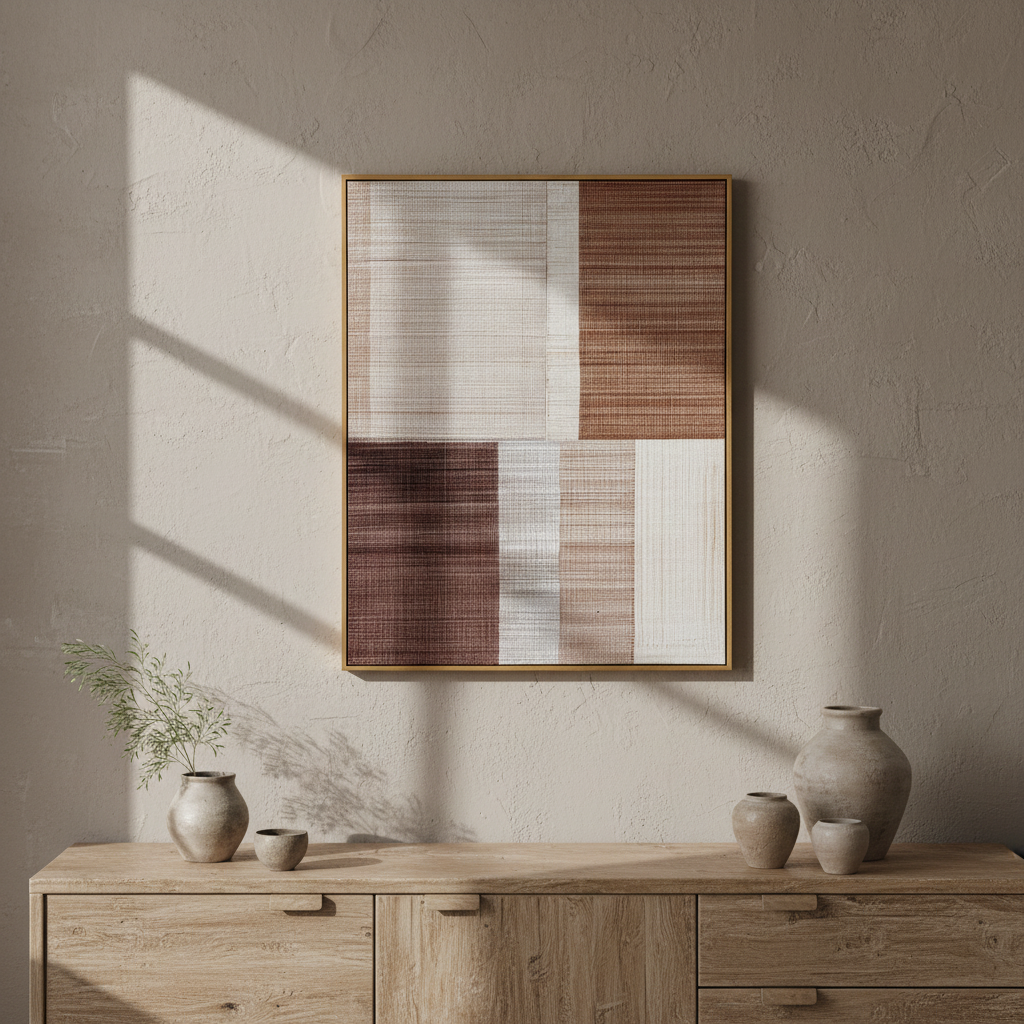 Fira Geometric Shapes Hand Painted Canvas In Frame
