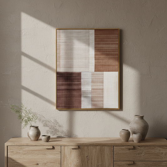 Fira Geometric Shapes Hand Painted Canvas In Frame