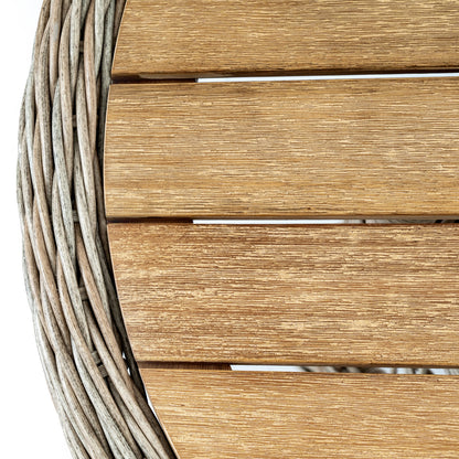 Santorini Outdoor Cream Wicker 4 Seater Round Dining Set