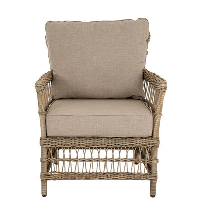 Santorini Outdoor Cream Wicker 4 Seater Round Dining Set