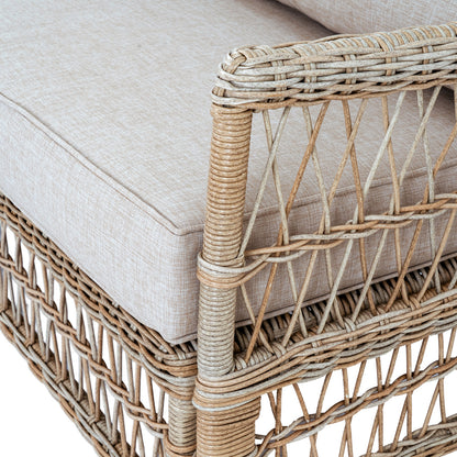 Santorini Outdoor Cream Wicker 4 Seater Round Dining Set