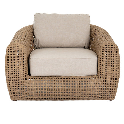 Sardinia Large Outdoor Natural Wicker Lounge Chair Cream Cushions