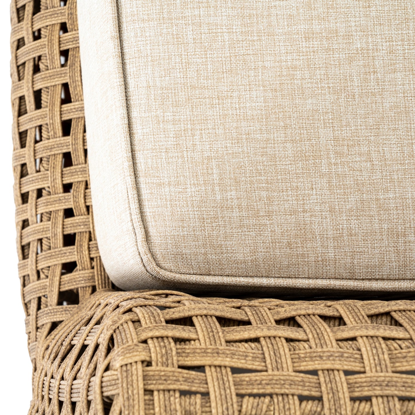Sardinia Large Outdoor Natural Wicker Lounge Chair Cream Cushions