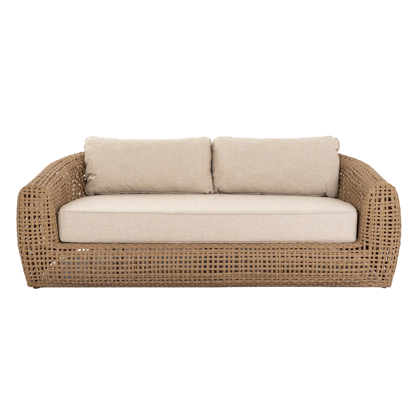Sardinia Natural Wicker Outdoor Sofa Cream Cushions