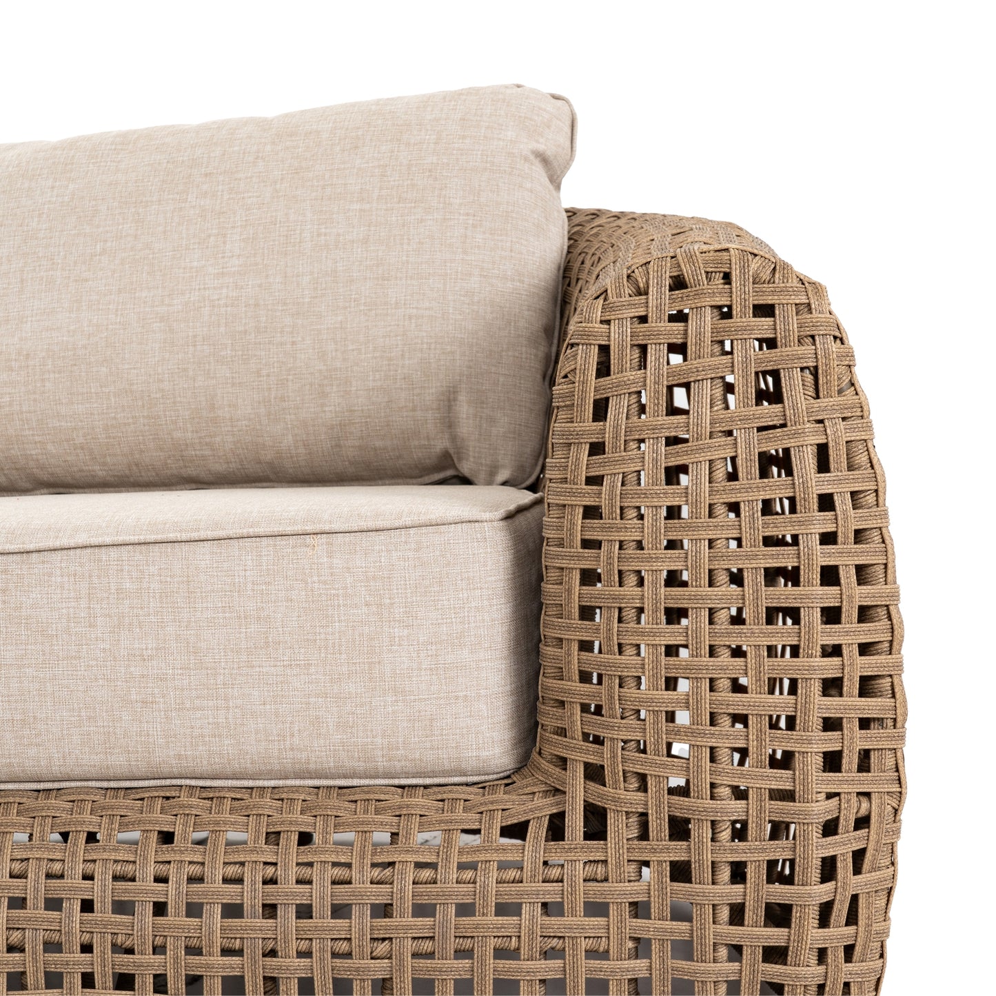 Sardinia Natural Wicker Outdoor Sofa Cream Cushions