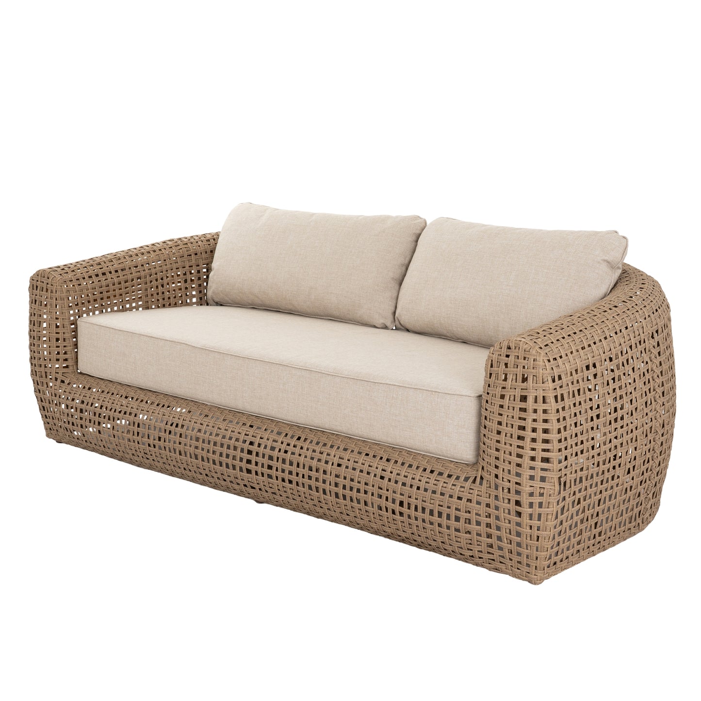 Sardinia Natural Wicker Outdoor Sofa Cream Cushions
