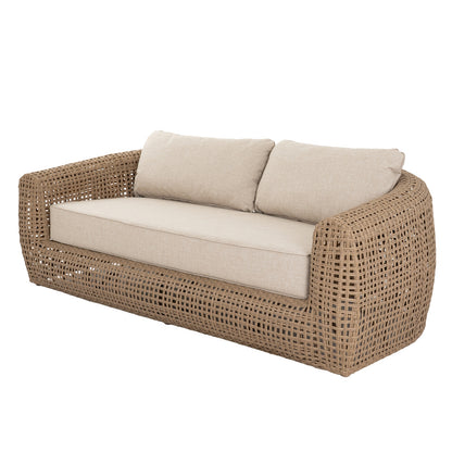 Sardinia Natural Wicker Outdoor Sofa Cream Cushions