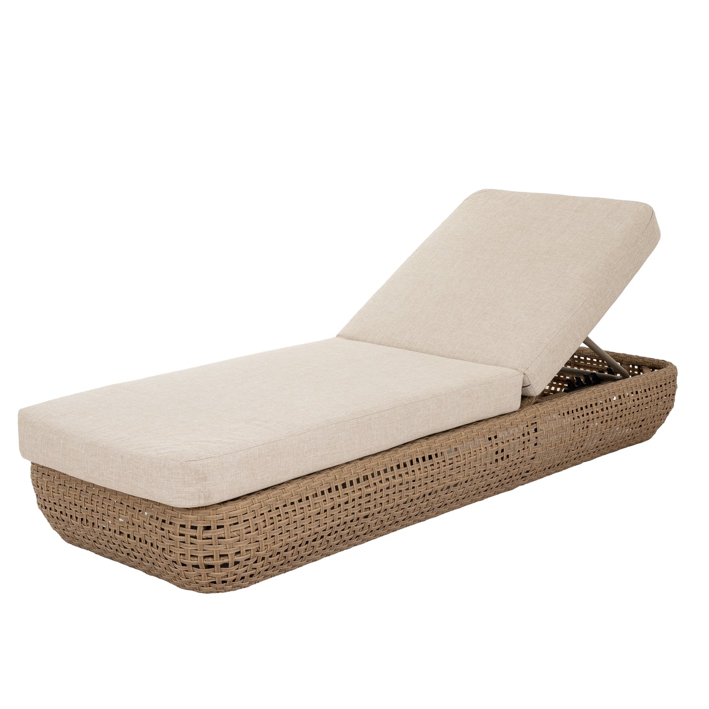 Sardinia Outdoor Natural Wicker Sunbed Cream Cushions