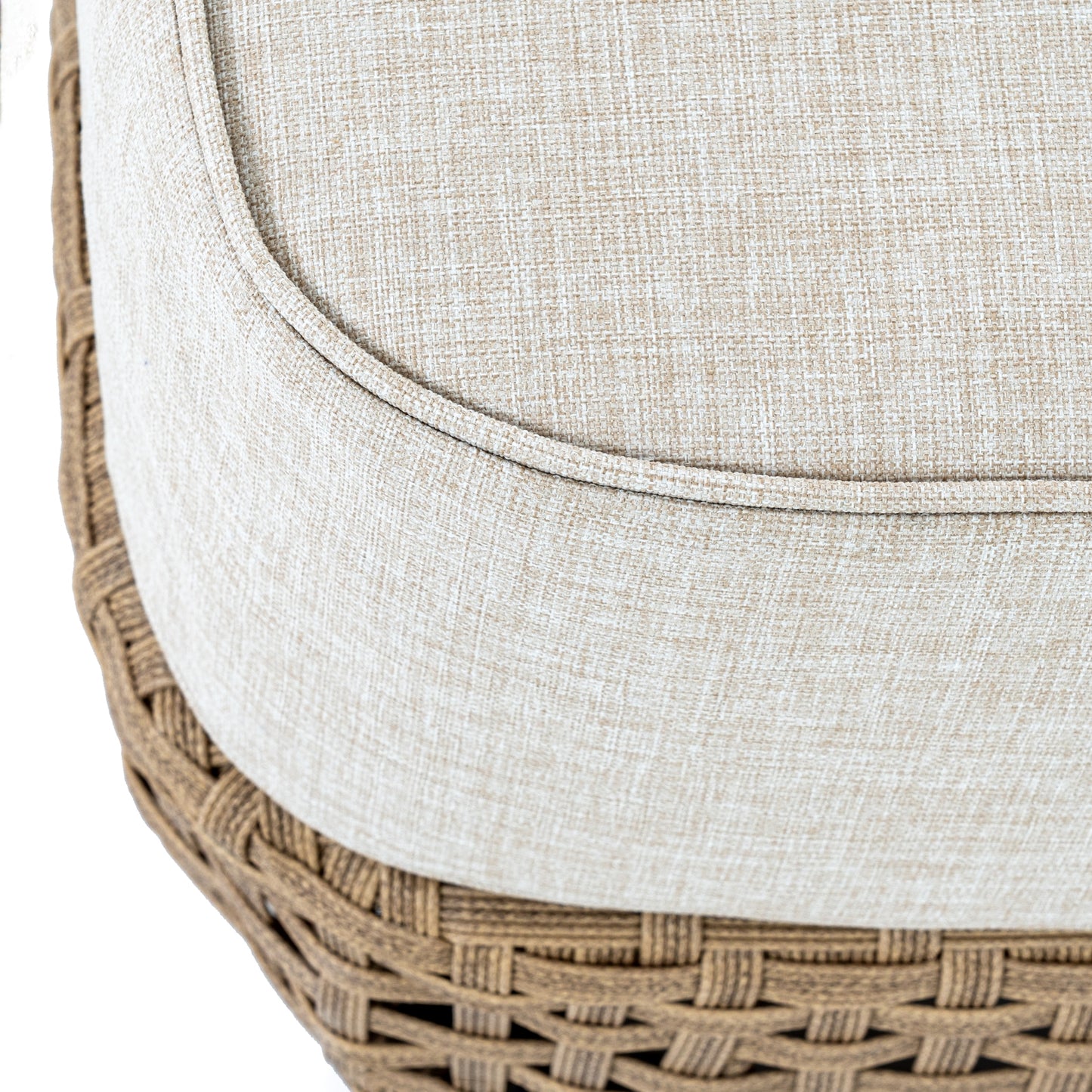 Sardinia Outdoor Natural Wicker Footstool Cream Cushion