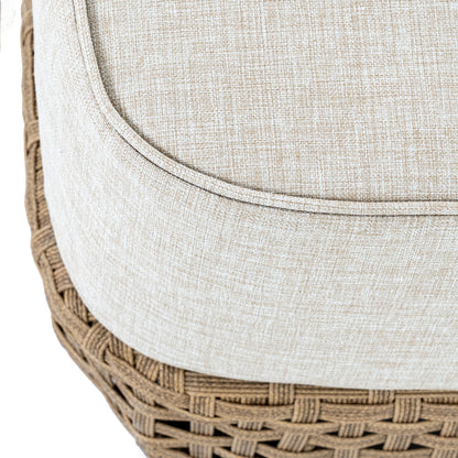 Sardinia Outdoor Natural Wicker Footstool Cream Cushion