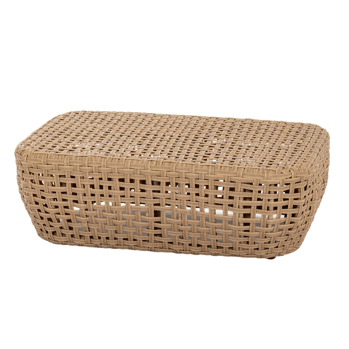 Sardinia Outdoor Natural Wicker Footstool Cream Cushion