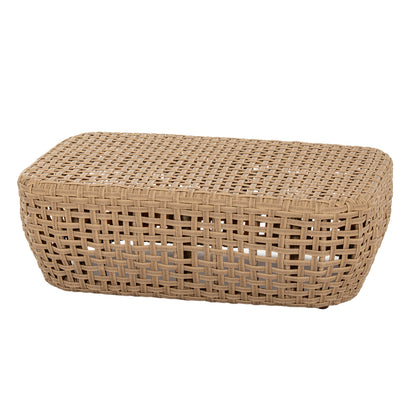 Sardinia Outdoor Natural Wicker Footstool Cream Cushion