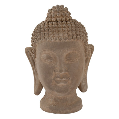 Brown Concrete Buddha Head Garden Decoration