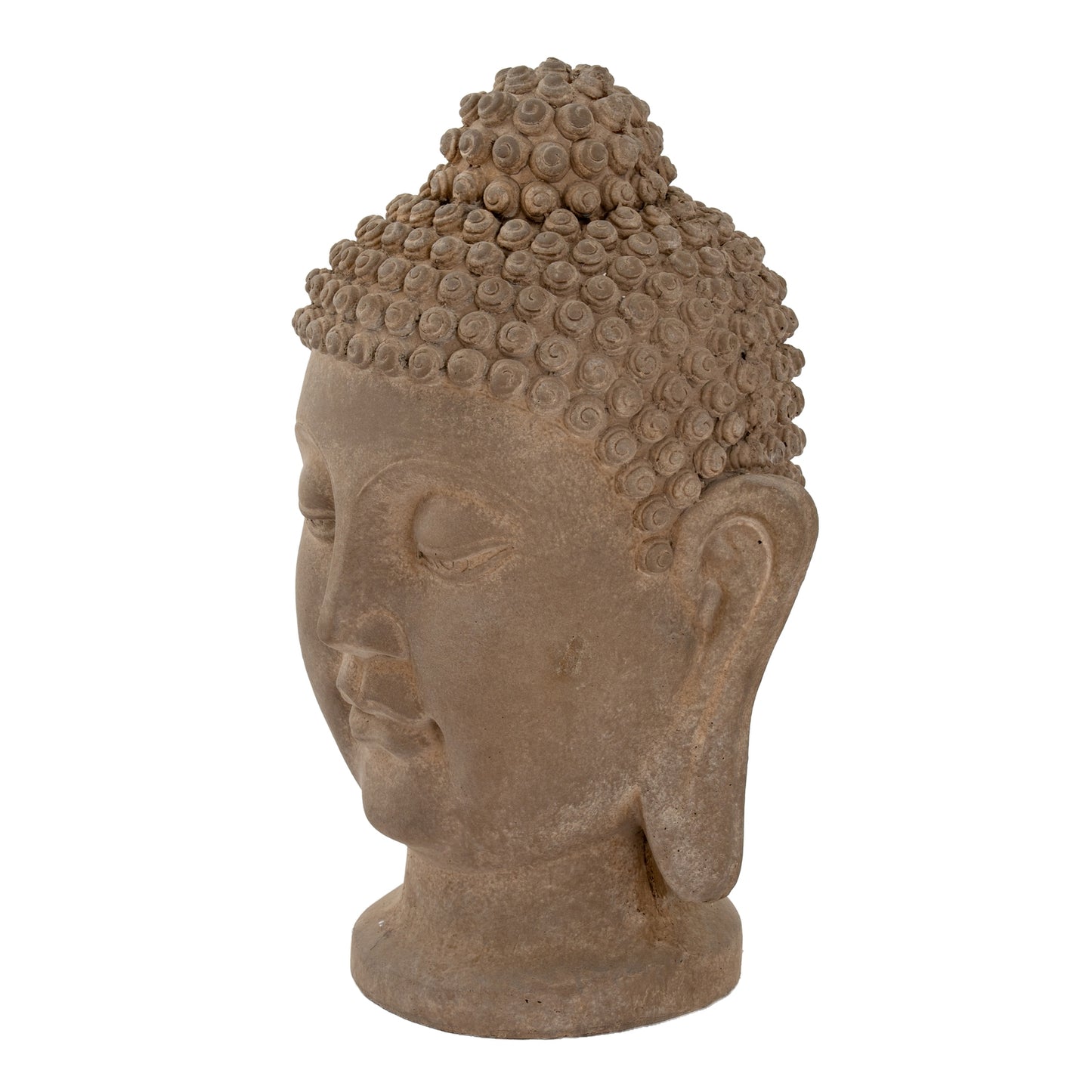 Brown Concrete Buddha Head Garden Decoration