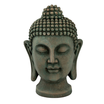 Green Concrete Buddha Head Garden Decoration