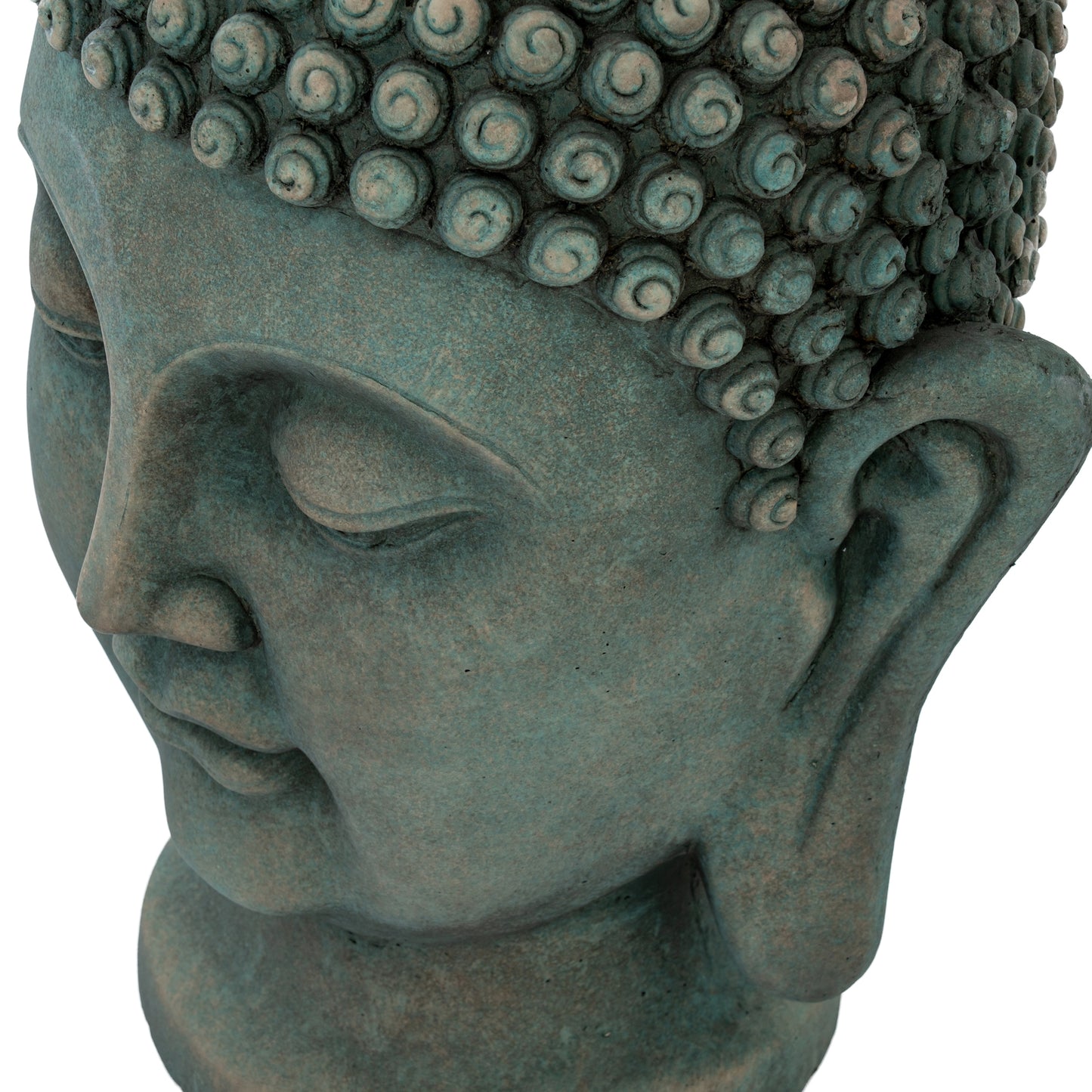 Green Concrete Buddha Head Garden Decoration