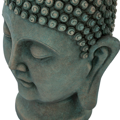 Green Concrete Buddha Head Garden Decoration