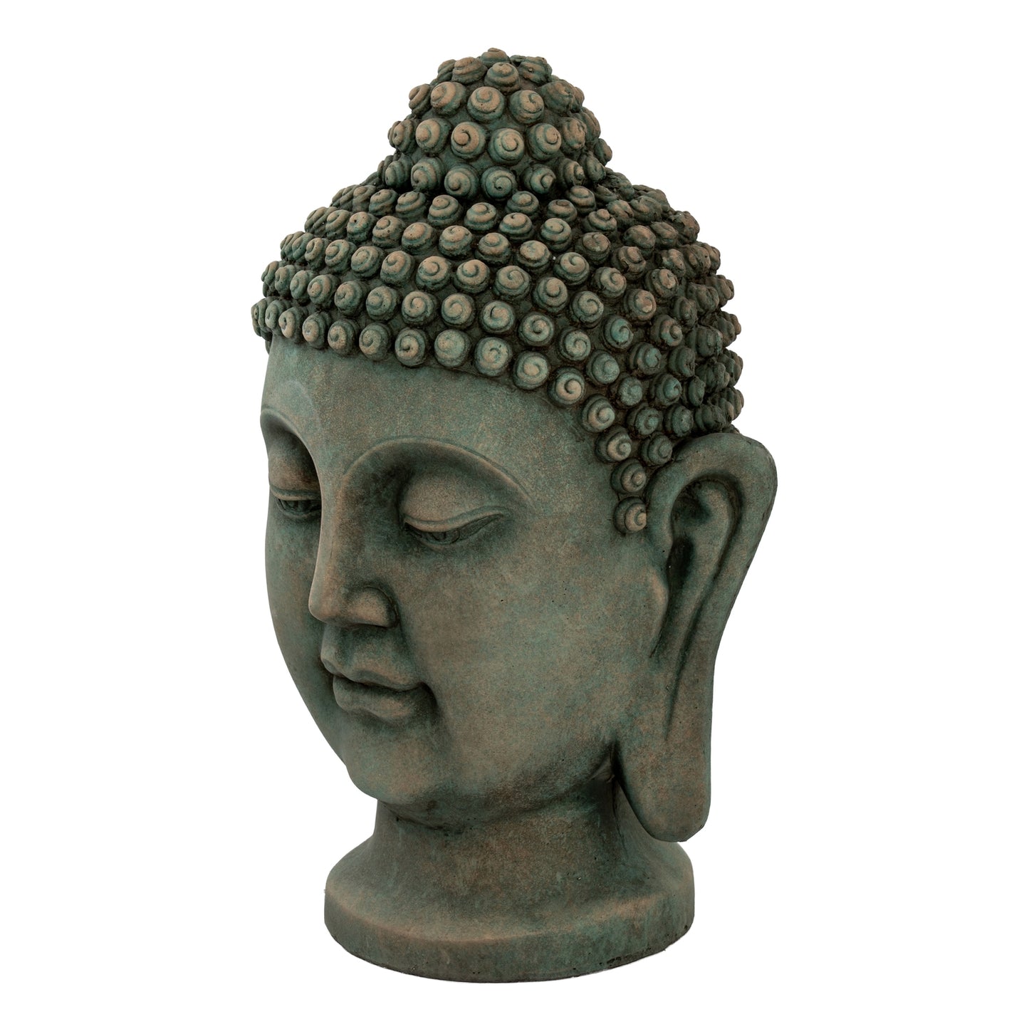 Green Concrete Buddha Head Garden Decoration