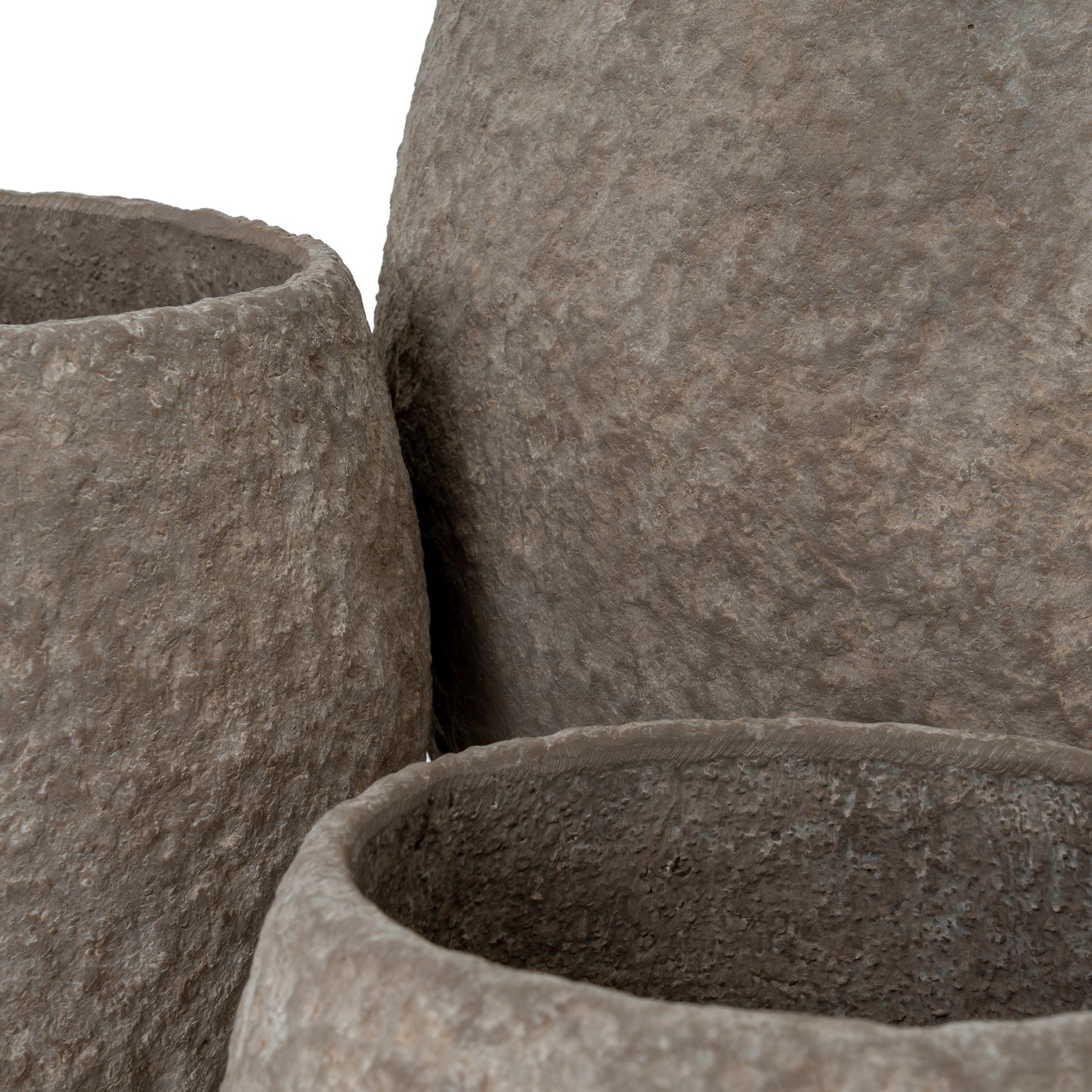 Set Of 3 Brown Concrete Textured Garden Planters