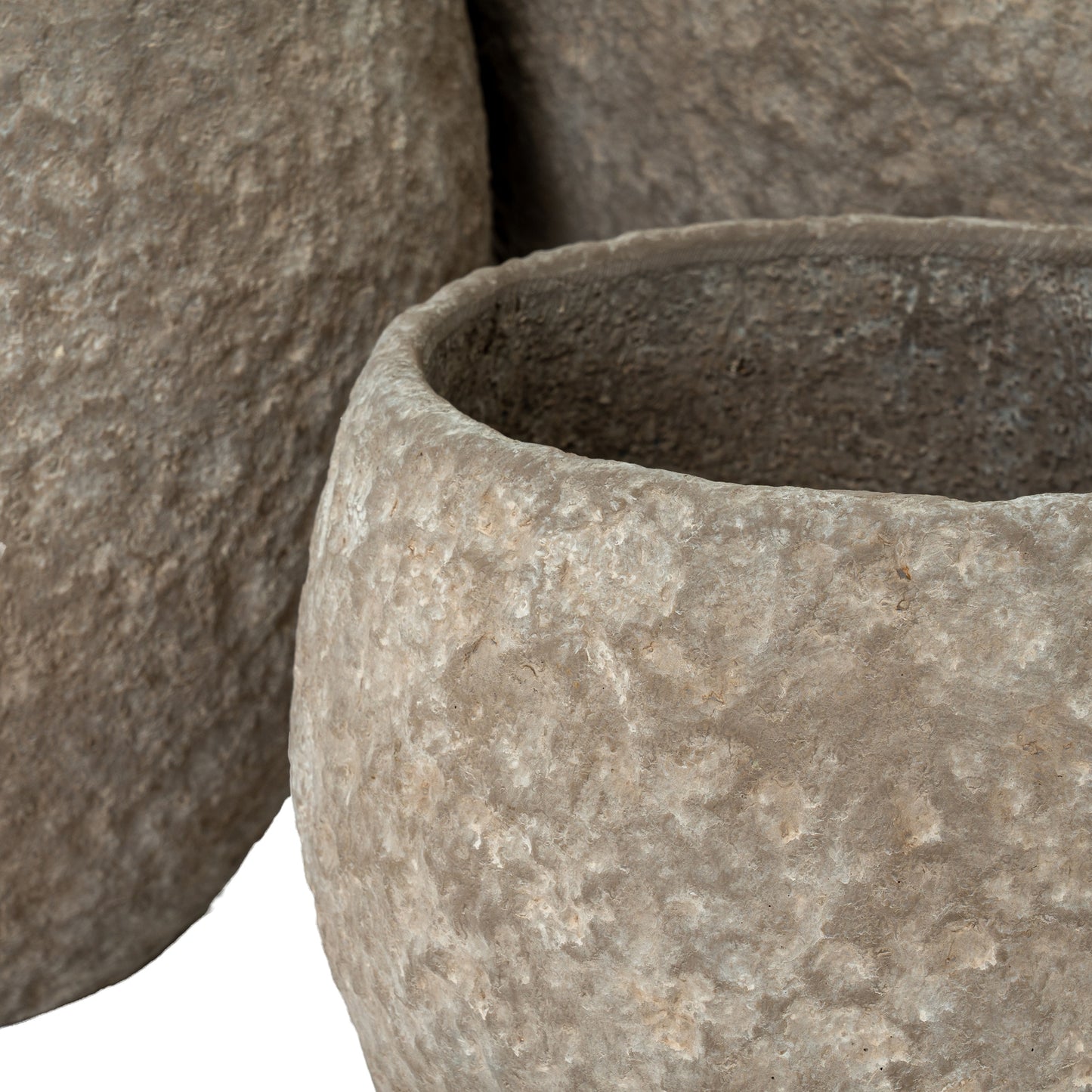 Set Of 3 Brown Concrete Textured Garden Planters