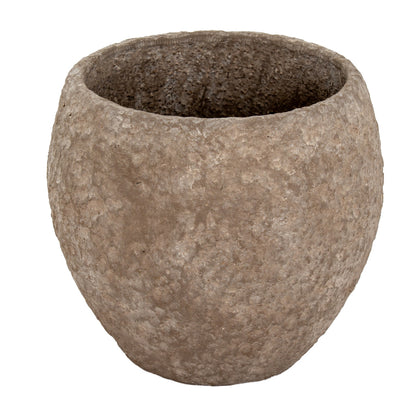 Set Of 3 Brown Concrete Textured Garden Planters
