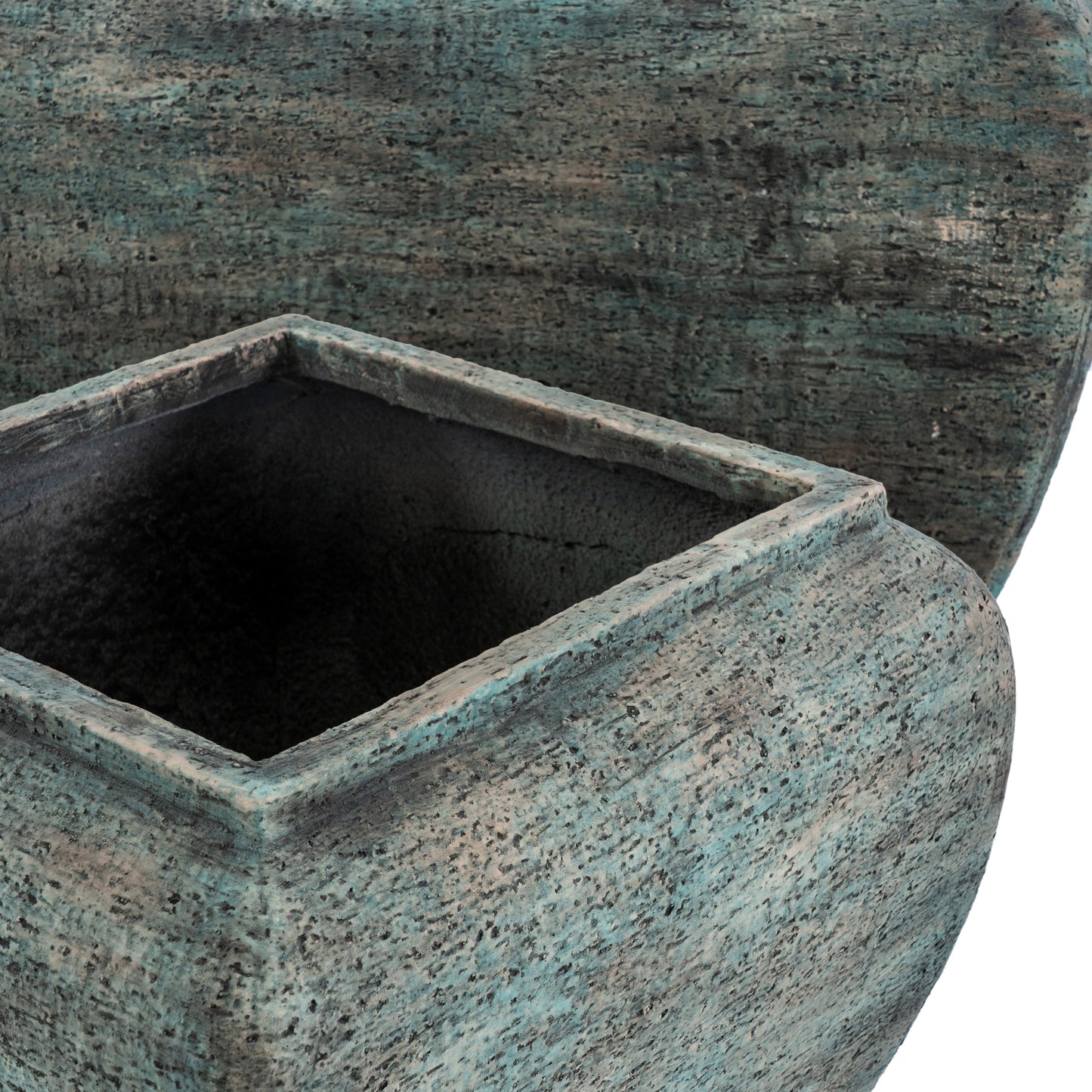 Set Of 2 Aged Green Concrete GardenPlanters