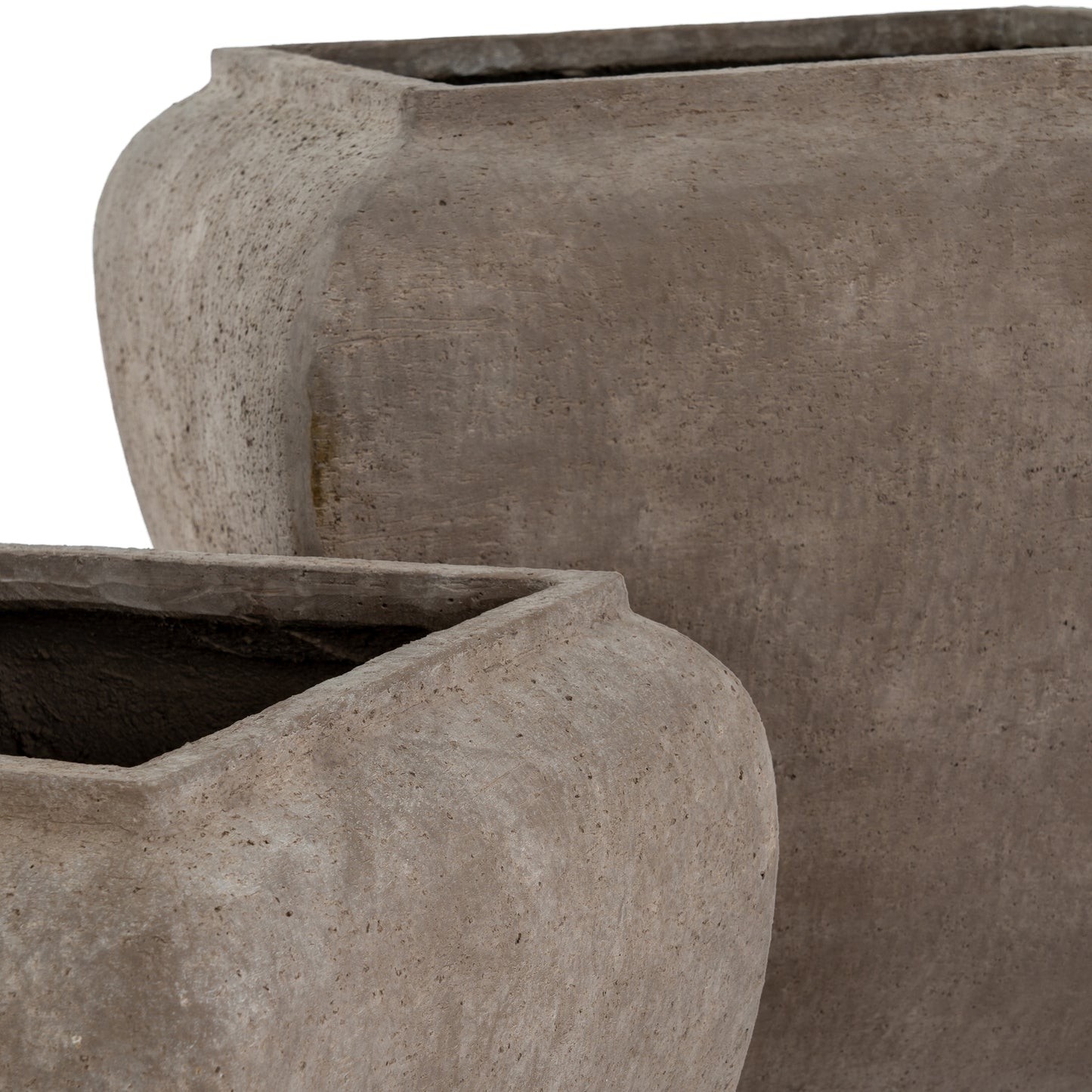 Set Of 2 Brown Concrete Garden Planters