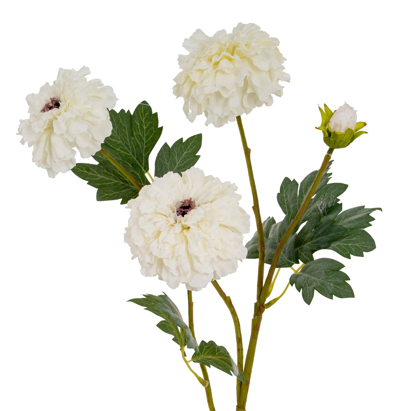 Set of 3 Artificial Flowers White African Marigold Large Sprays
